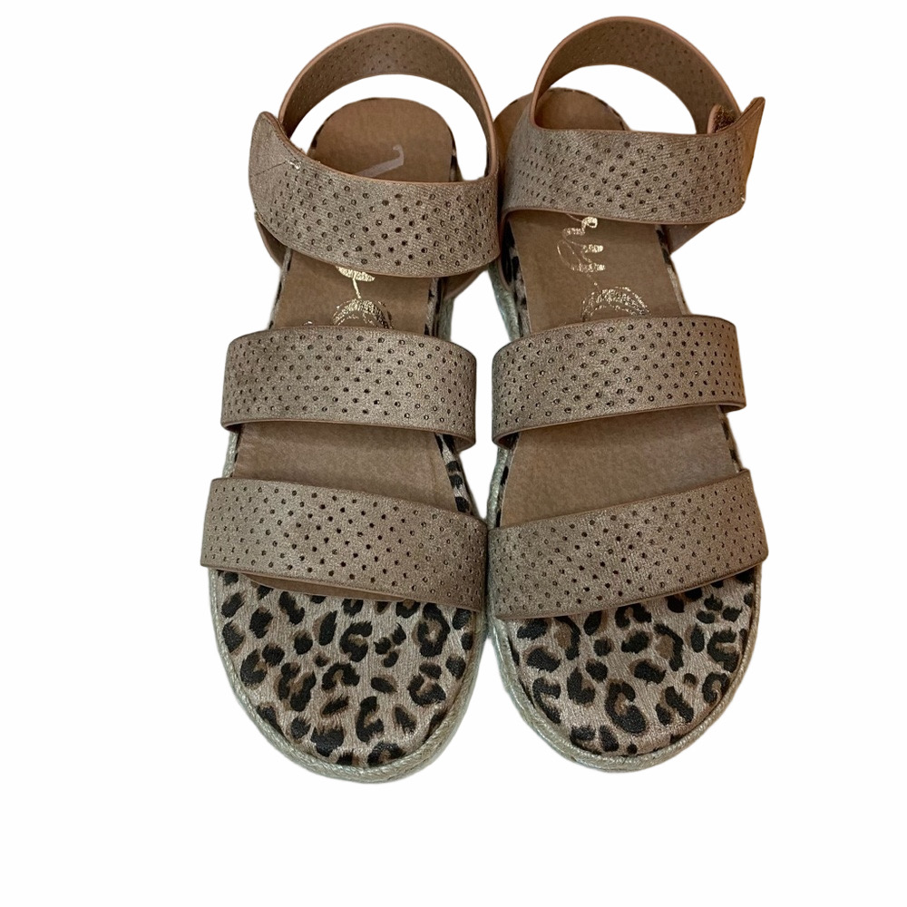 NWT Very G Tan & Leopard Platform Sandals 9.5